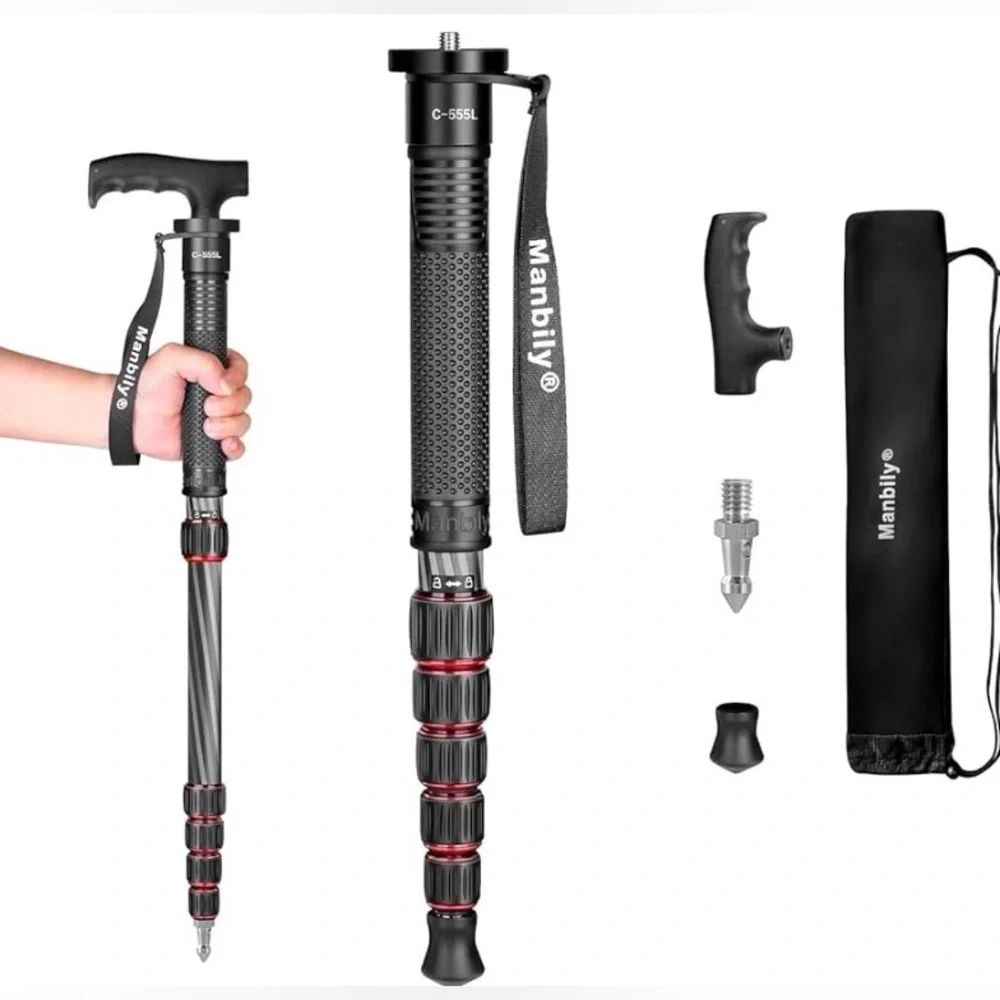 Manbily Carbon Fiber Camera Monopod 61” Lightweight Travel Monopod/Walking Stick